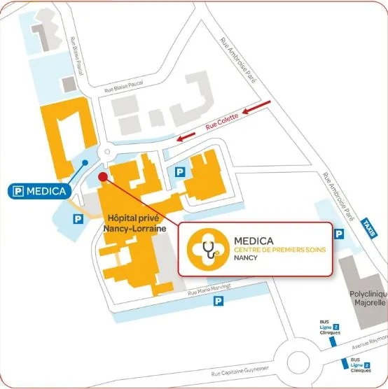 Plan d’accès aux urgences de jour de l’HPNL